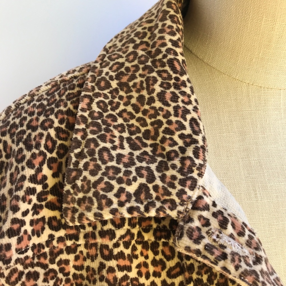 Corduroy Leopard Jacket w pockets Sz Med by Hannah - Picture 4 of 8